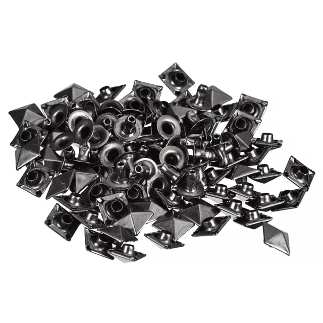 120 Sets Spike Nieten für Kleidung,9mm Kegel Schnellnieten (Metallic Schwarz)