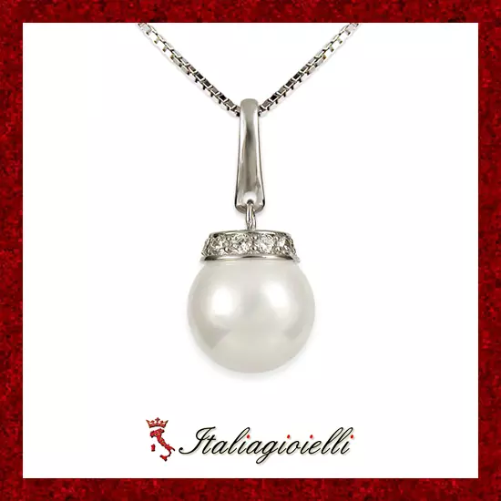 Distinta Collana Madreperla Gioielli Donna in Argento 925 rodiato Oro Bianco