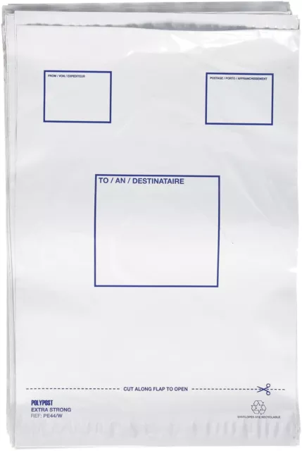 Blake PE44/W C4+ Purely Packaging Polythene Pocket Peel and Seal - White