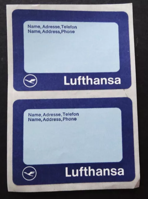 Gepäck-Aufkleber Lufthansa Baggage-Label 2 Stück Adressaufkleber Kranich 80er