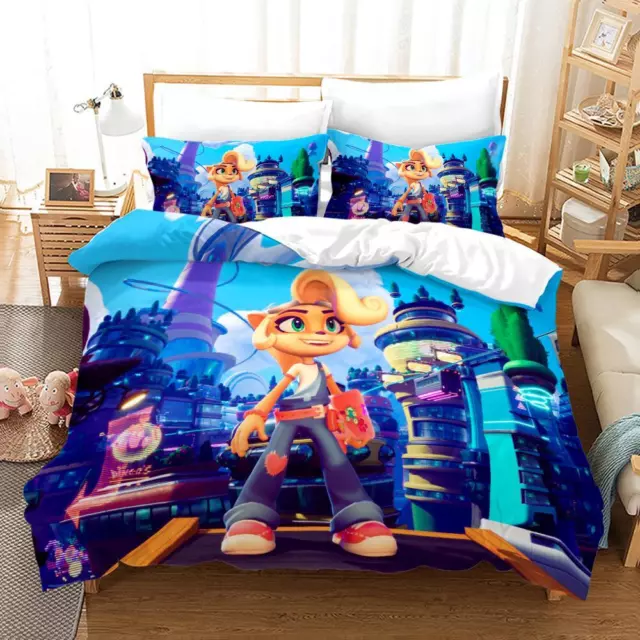 Crash Bandicoot Bedding Set 2/3Pcs Gift Quilt Duvet Cover Single Double Size UK 2