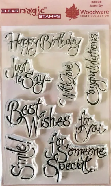 Woodware Just To Say With Love Happy Birthday 8 Pce Clear Stamp Set Card Making