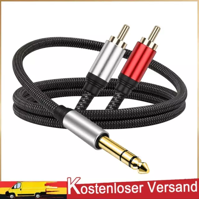 6.35mm To 2RCA Adapter Cable Excellent Sound Audio Y Splitter Cable Insert Cord