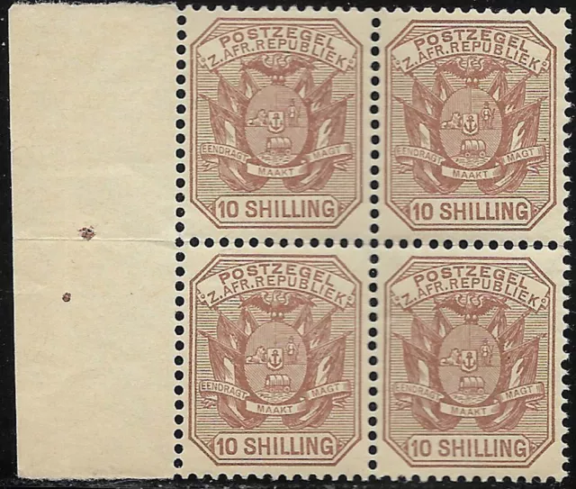 Transvaal - South Africa 1896 10s sg 212a MNH Wagon [With Pole]