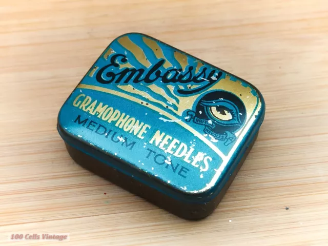 Embassy Medium Tone Needles-Gramophone Needles Vintage Tin-0ma