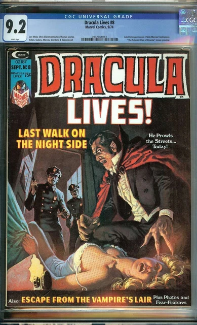Dracula Lives #8 Cgc 9.2 White Pages // Marvel Magazine 1974