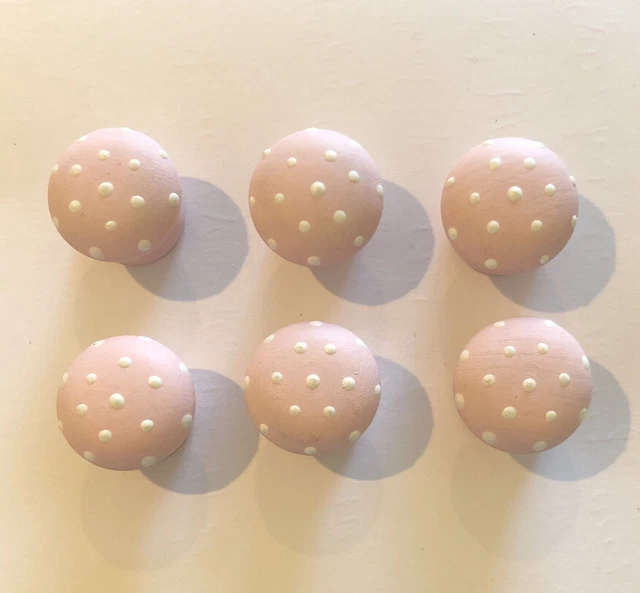 Nail Head Covers Lot Of 6 Decorative Pink w/ Dots