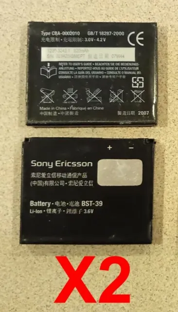 LOT OF 2 BST-39 for Sony Ericsson Battery for W910i TM717 W380 W518a Z555 W908c