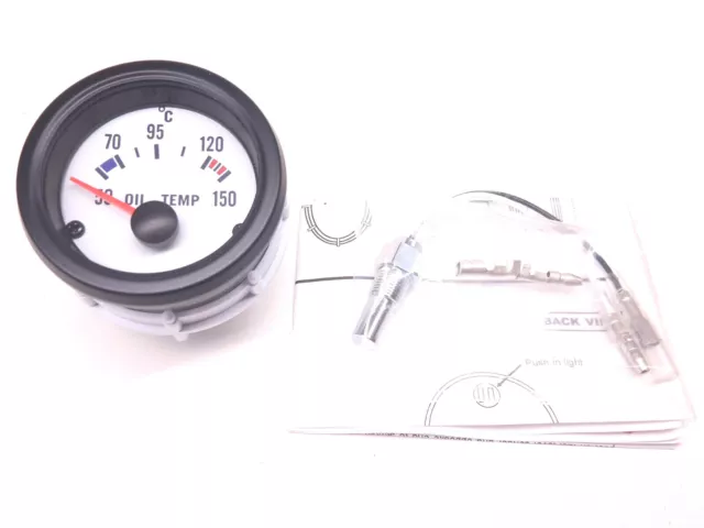 RSR Öltemperatur Anzeige SET WEISS 52mm Retro Geber Oil Gauge 16V G60 G40 VR6 S2