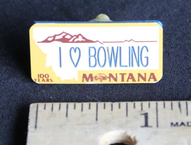 Vintage Montana 1989 Hat Lapel Tie Tac Scarf Pin I Heart Bowling I love Bowling