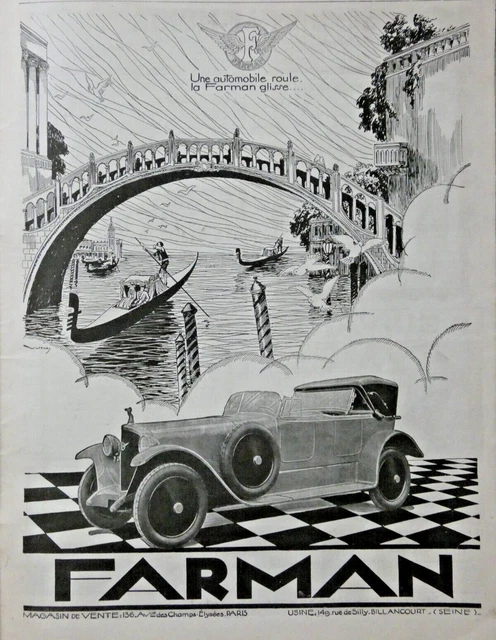 1925 Press Advertisement L'automobile Roll La Farman Slides - Venice