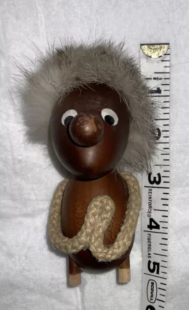 Hans Bolling Denmark Teak Wood Figurine Mid Century MCM Rabbit Fur -MISSING FEET