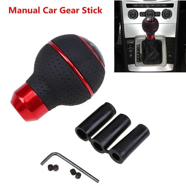 Universal 5 Speed Aluminum Manual Car Gear Shift Knob Leather Gear Shifter Lever