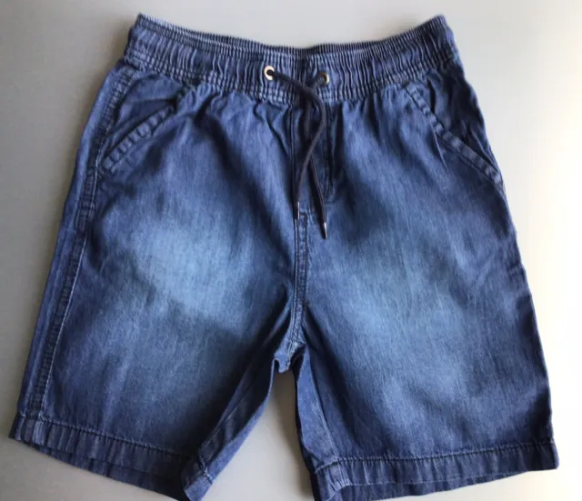 Kids Shorts Blue Denim Size 8-10 Years Pure Cotton For Comfort Elastic Waist NEW