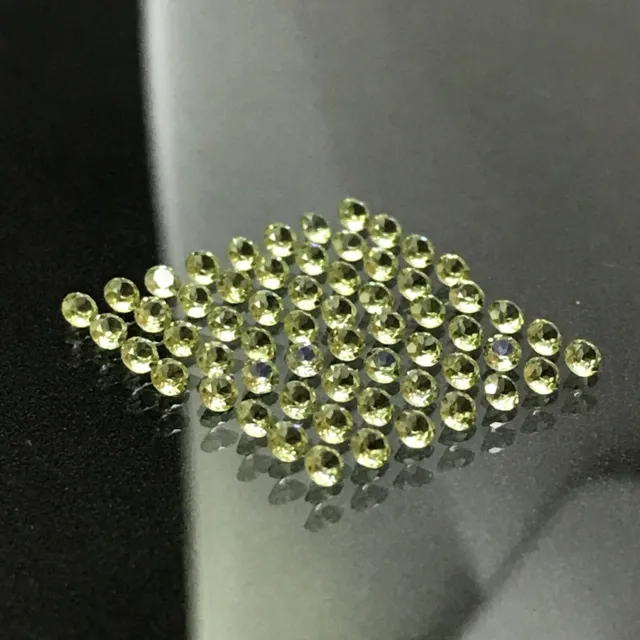 PERIDOT 60pcs Set 3.16ct Green Round Brilliant 2.3x1.4mm Calibrated IF Clarity