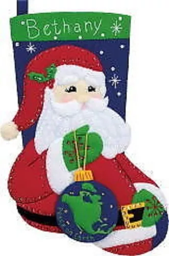 Peace Santa Filz Applikation Weihnachtsstrumpf Kit - 18" lang - Abmessungen