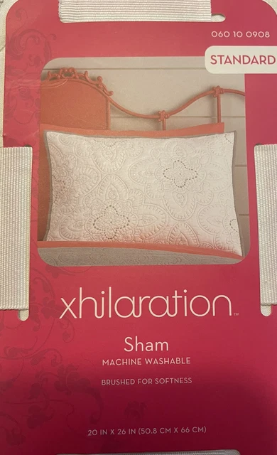 Xhilaration Standard Pillow Sham 20x26 White With Silver Design *one sham* new