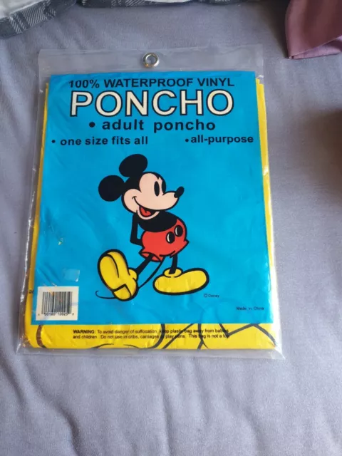 Vintage Disney World Land Yellow Mickey Mouse Rain Poncho 80 90s  unopened