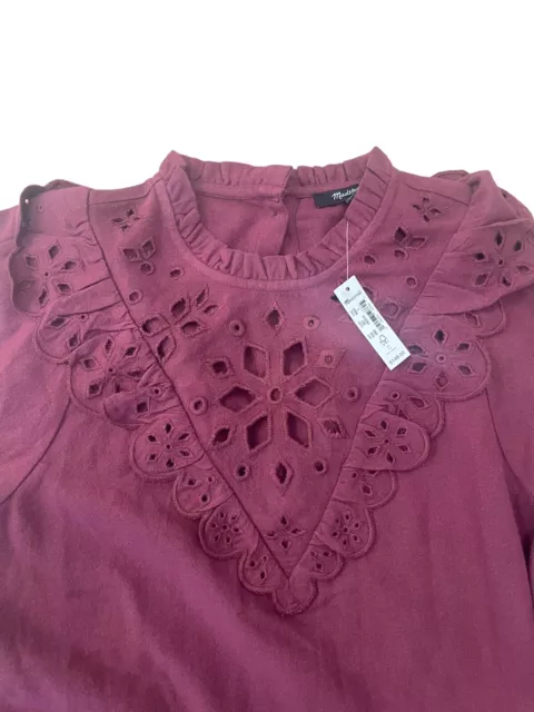 NEW MADEWELL Embroidered Ruffled Cutout Dress/Shirt Size Small $148 Babydoll 2