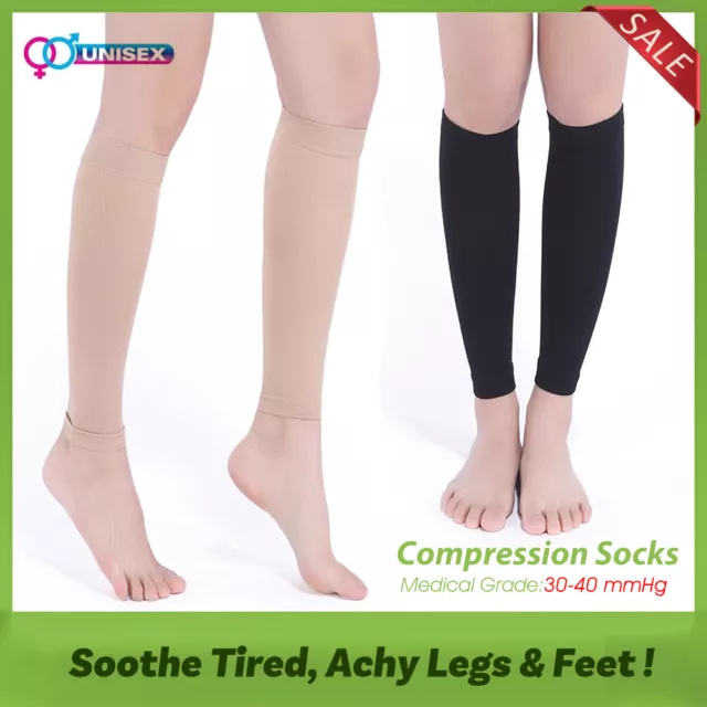 30-40 mmHg Calf Compression Sleeve Socks Support Varicose Edema Sports Traveling