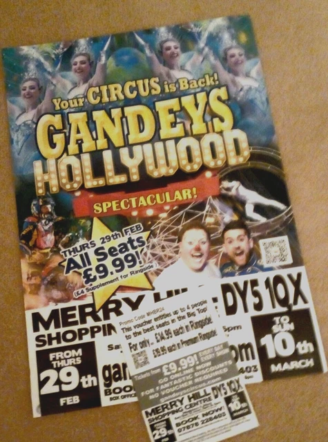 A3 GANDEYS CIRCUS 2024 Hollywood Tour Poster & Voucher Mery Hill