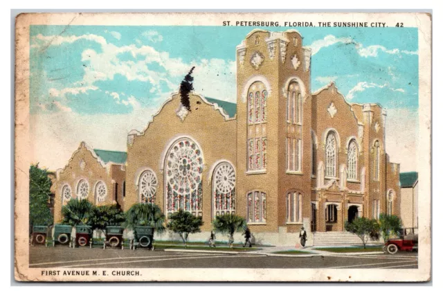 1920s - First Avenue M.E. Church, St. Petersburg, Florida Postcard (Posted 1925)