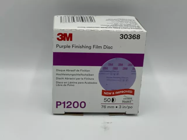 3M 30368 Hookit 3 in. 1200 Grit Purple Finishing Film Sanding Disc (50/Box)
