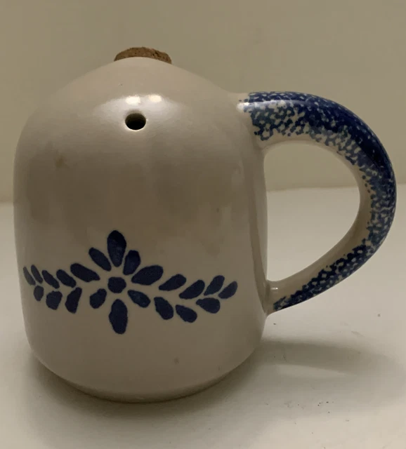 Vintage Loomco China Co. Pottery 2 Sided Blue and White Creamer