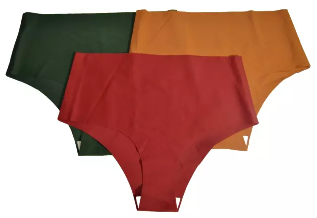 Womens Seamless High Cut Bikini Panties Lot of Three Undies Maroon Green NWOT