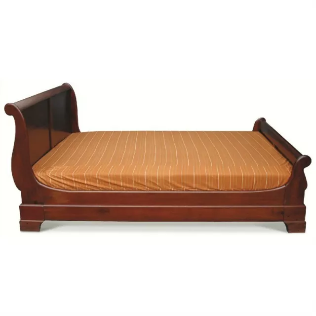 Kagen Solid Mahogany King Size Sleigh Bed Mahogany Colour