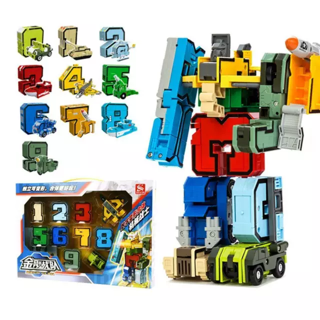 Plastique ABS Cool Numbers Transforming Robot 0-9 pour Kids Play Display -