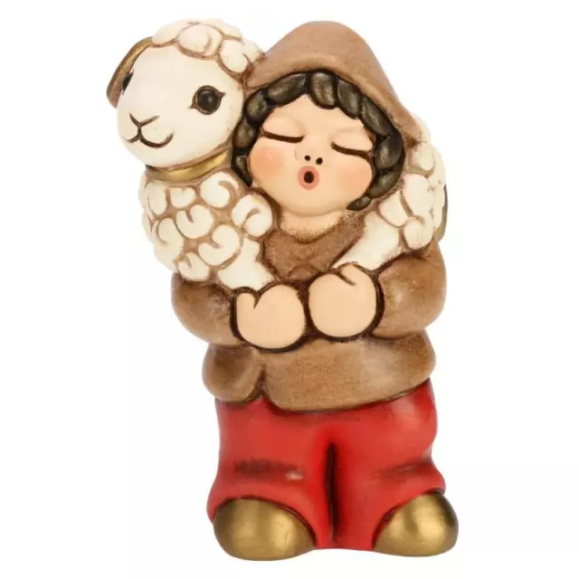 Pastore con pecora personaggio del presepe classico Thun colore rosso