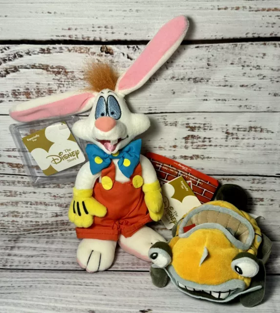 NWT Disney Store Who Framed Roger Rabbit, Benny the Cab + Roger Mini Bean Plush