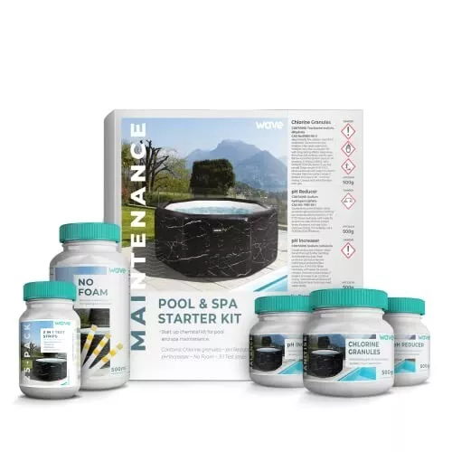 Wave Hot Tub Chemicals Starter Kit for Hot Tub, Spa, and Pool Water Treatment