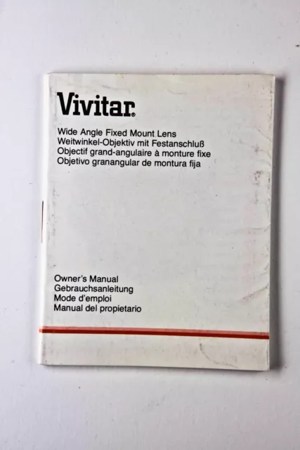 Brochure/Notice/Mode d’emploi - EN/FR/DE/ES - Objectif VIVITAR 35mm f2,8 Lens