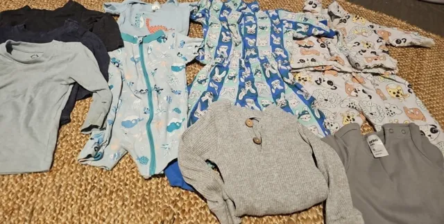 Baby Boy Clothes Bundle  PJ's, Onsies, Long Sleeved Tops Good Condition Size 0