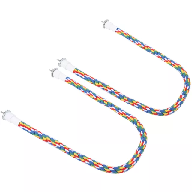 2Pcs Bird Rope Perches Brillamment Coloré à La Main Chew Toy Swings S Qcs 2