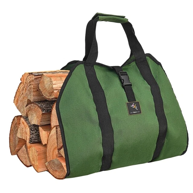 Canvas Firewood Carry Tote Bag Camping Firepalce Wood Bag with Straps Handles