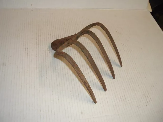 Vintage 4 Tine Cultivator Rake Head Garden Claw Tool