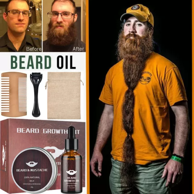 Men's Beard Growth Kit - Beard Growth Serum & Derma Roller Mustache Hair Growth