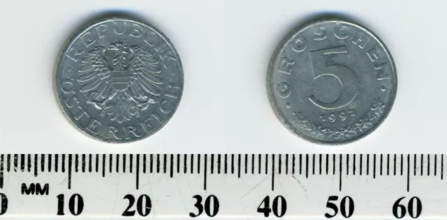 Austria 1991 - 5 Groschen Zinc Coin - Imperial Eagle with Austrian shield