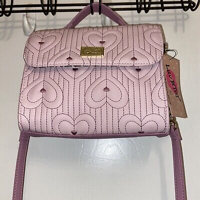 Luv Betsey By Betsey Johnson LBADDY Pink Quilted With Hearts Crossbody Bag NWT