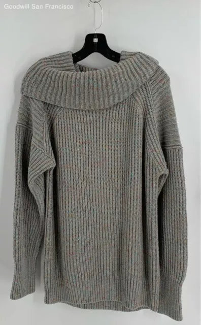 Free People Womens Gray Long Sleeve Oversized Chunky Knit Pullover Sweater XS