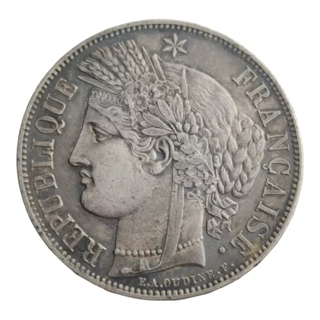 France 5 Francs Ceres Head 1851 A Nice Toning High Grade Crown sized silver 5E