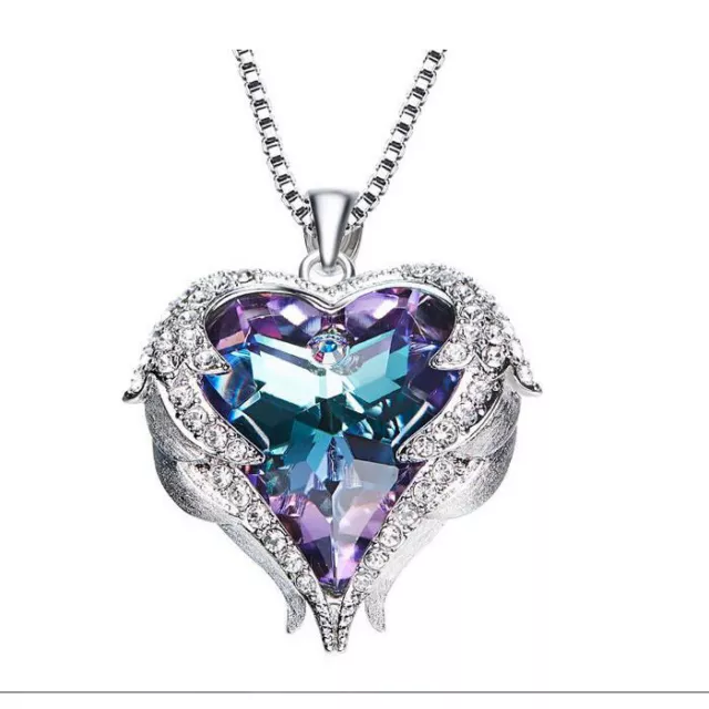 Valentine's Love Heart Rainbow Mystic Topaz 925 Sterling Silver Necklace Pendant