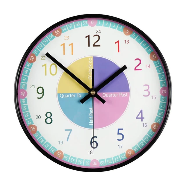 CLOCK TELLING TIME Educational Clock for Kids with Silent Movement Wall ...
