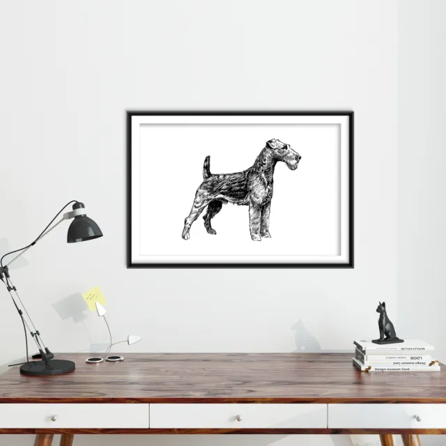 Welsh Terrier Drawing - Poster Art Print Painting Gift 3