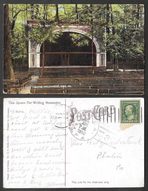 1910 Pennsylvania Postcard - Erie - Waldameer Park - Theatre