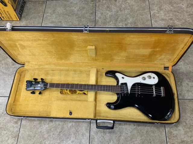 Vintage Mosrite Electric Bass Guitar Black Vintage Mosrite Electric Bass Guitar Black