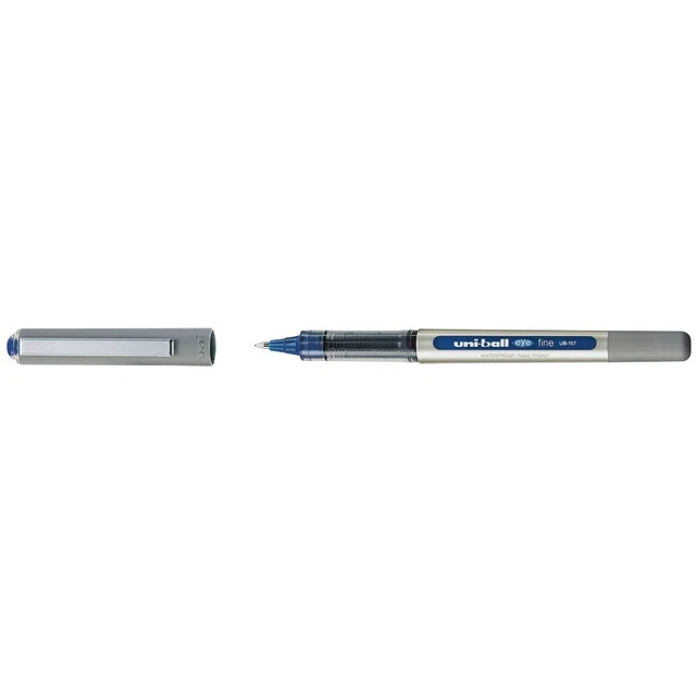 12 uni-ball eye fine UB-157 Tintenroller silber 0,4 mm, Schreibfarbe: blau